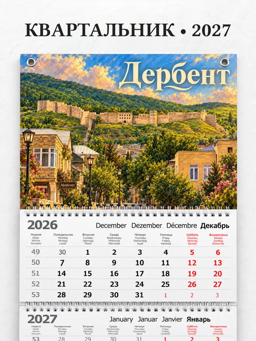 Календарь квартальный 2027 Дербент