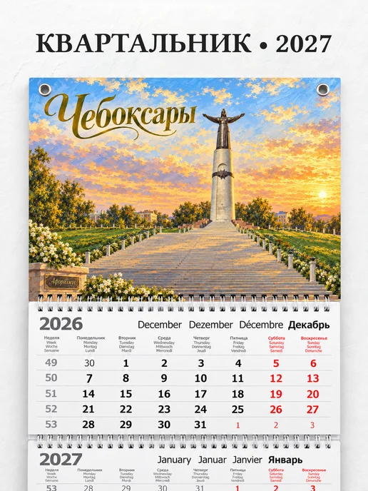 Календарь квартальный 2027 Чебоксары