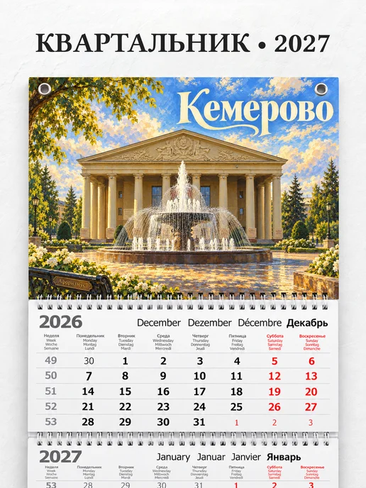 Календарь квартальный 2027 Кемерово