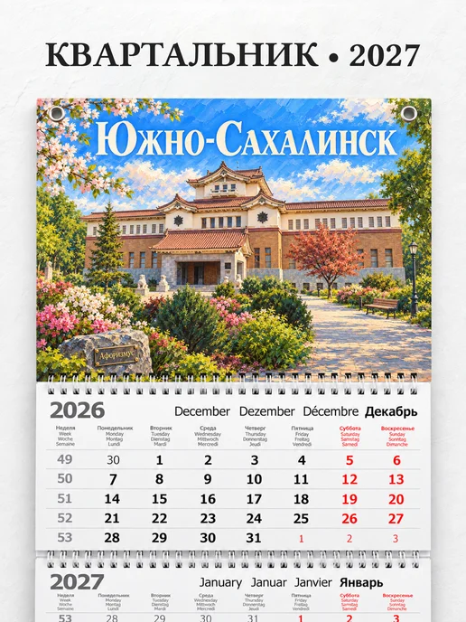 Календарь квартальный 2027 Южно-Сахалинск