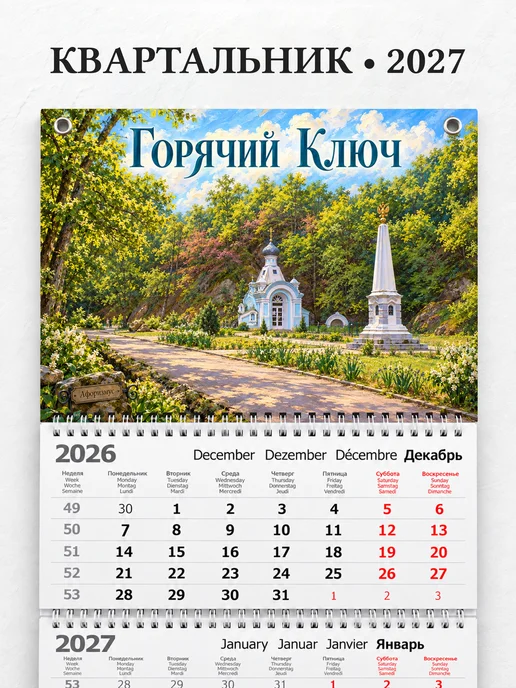 Календарь квартальный 2027 Горячий Ключ