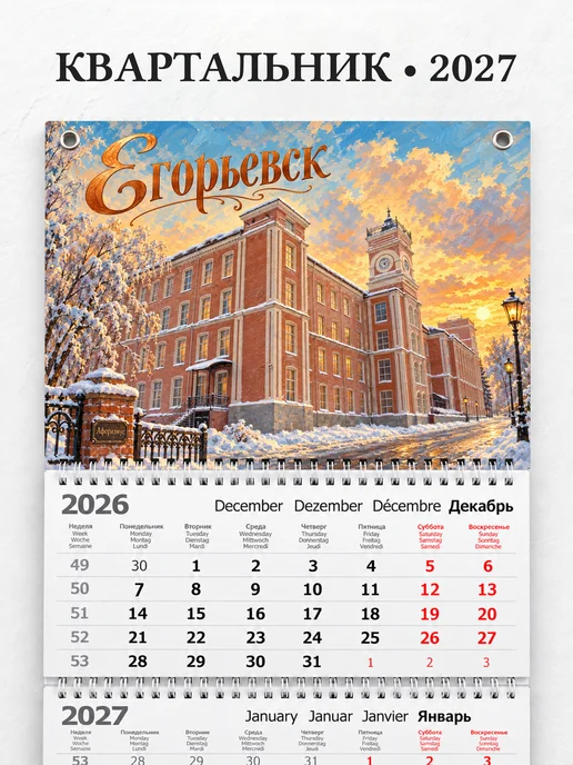 Календарь квартальный 2027 Егорьевск