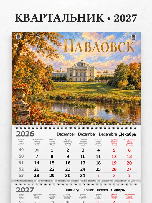 Календарь квартальный 2027 Павловск