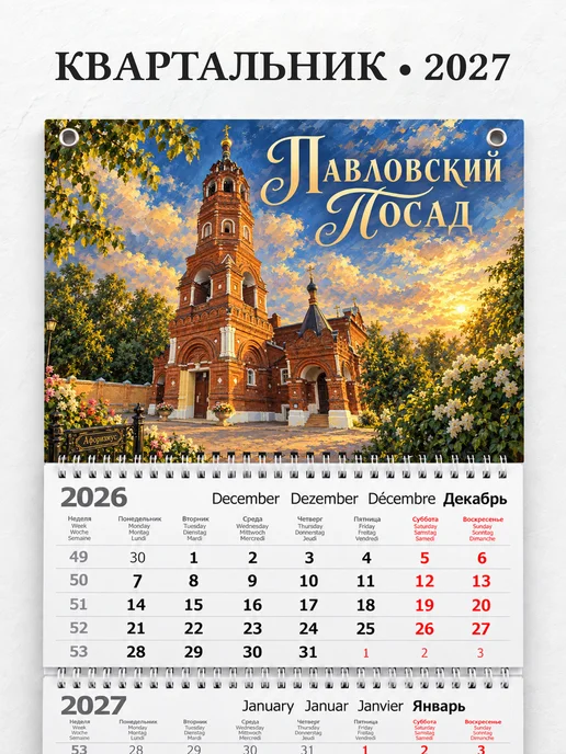 Календарь квартальный 2027 Павловский Посад