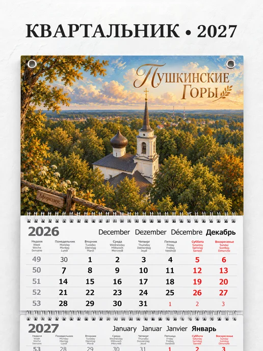 Календарь квартальный 2027 Пушкинские Горы