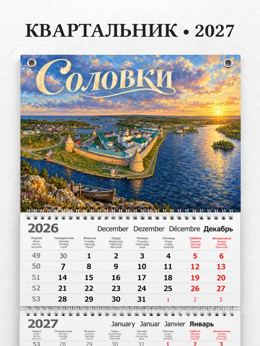 Календарь квартальный 2027 Соловки