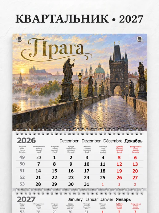 Календарь квартальный 2027 Прага