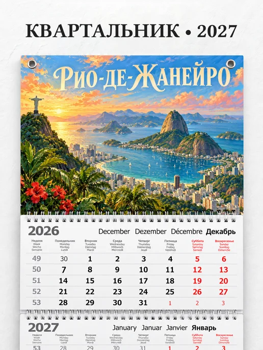 Календарь квартальный 2027 Рио-де-Жанейро