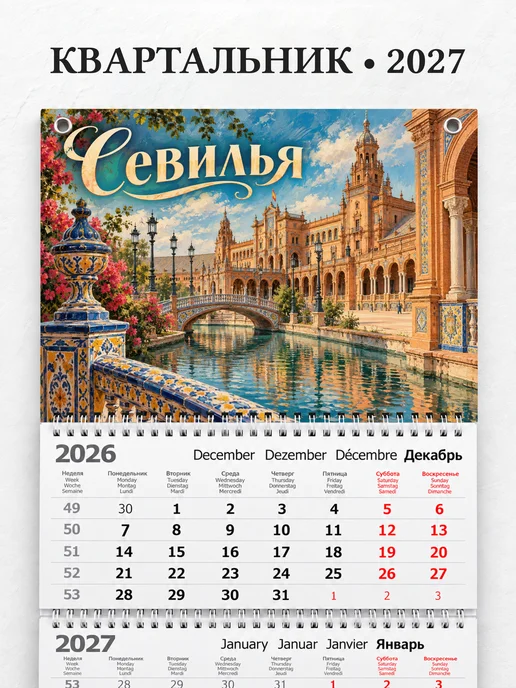 Календарь квартальный 2027 Севилья
