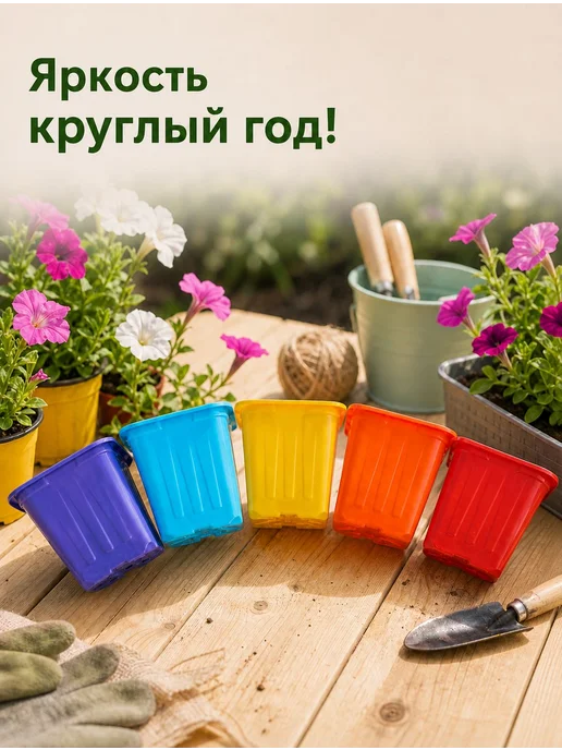 Горшки для рассады 0,2 л пластиковые квадратные цветные, 20, 200 мл, фото 6