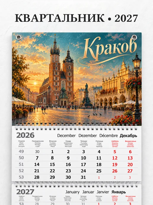Календарь квартальный 2027 Краков