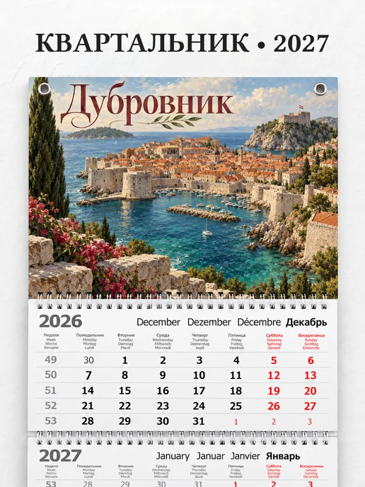 Календарь квартальный 2027 Дубровник