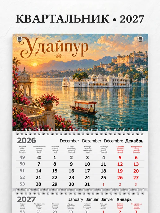 Календарь квартальный 2027 Удайпур