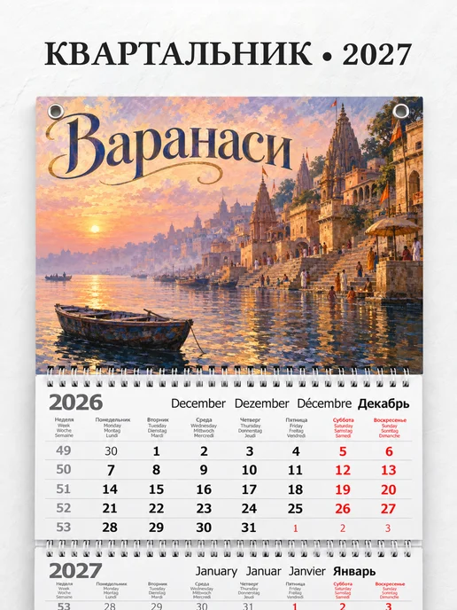 Календарь квартальный 2027 Варанаси