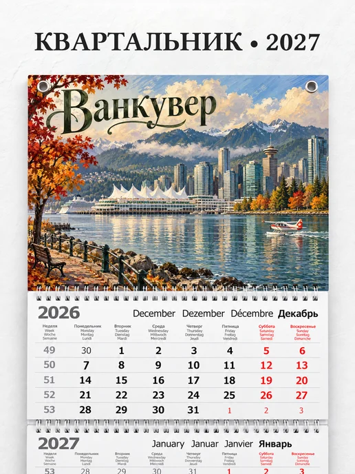 Календарь квартальный 2027 Ванкувер