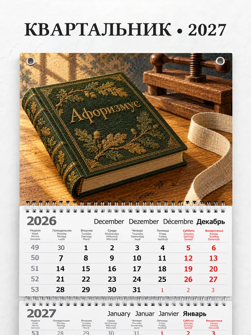 Календарь квартальный 2027 Переплёт книг