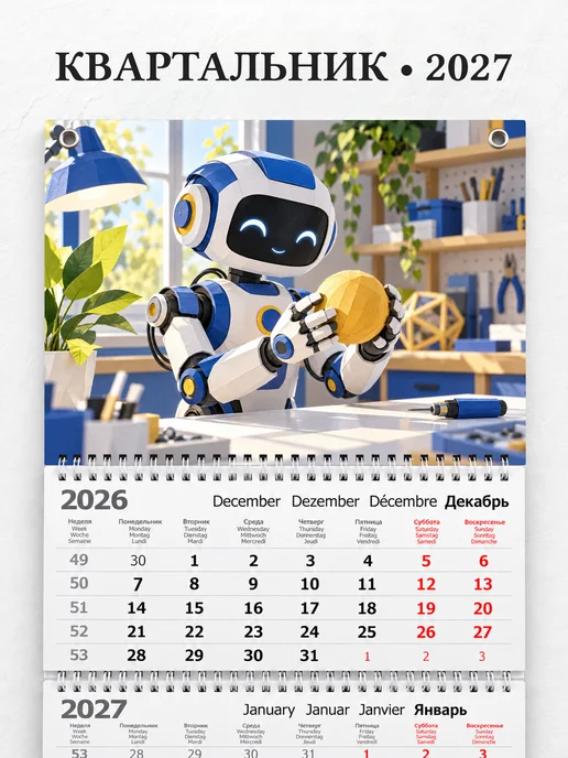 Календарь квартальный 2027 Робототехника
