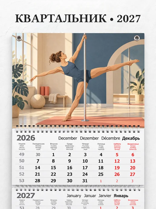 Календарь квартальный 2027 Pole sport