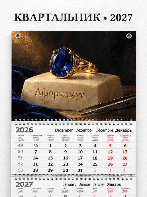 Календарь квартальный 2027 ювелира