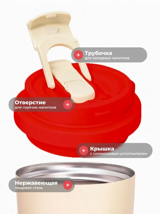 Термокружка 520 мл с крышкой и ситечком, 520 мл, фото 2