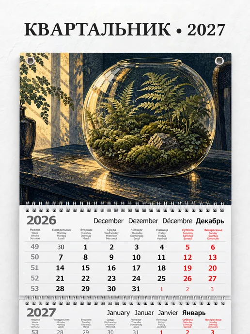 Календарь квартальный 2027 Флорариумы