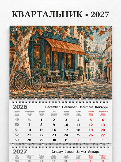 Календарь квартальный 2027 Urban sketching