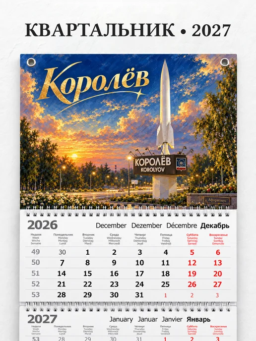 Календарь квартальный 2027 Королёв