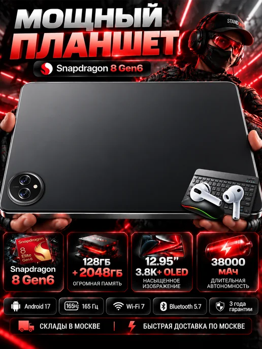 Планшет игровой 12.95" OLED Snapdragon 8 Gen 6 128+2048ГБ, 2048 ГБ
