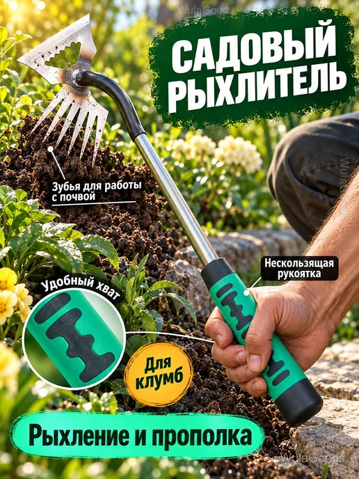Ручной садовый рыхлитель-пропольник 38 см, черный