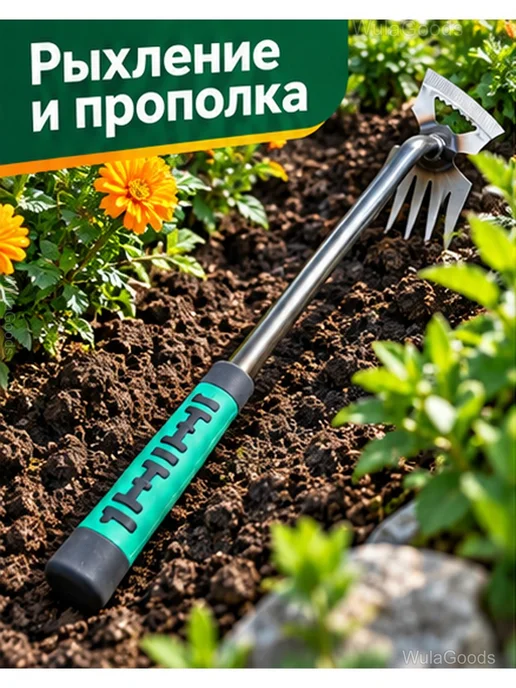 Ручной садовый рыхлитель-пропольник 38 см, черный, фото 2