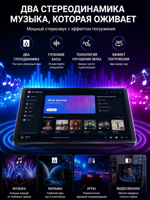 Планшет Android в комплекте клавиатура, мышь и наушники, вариант, фото 7