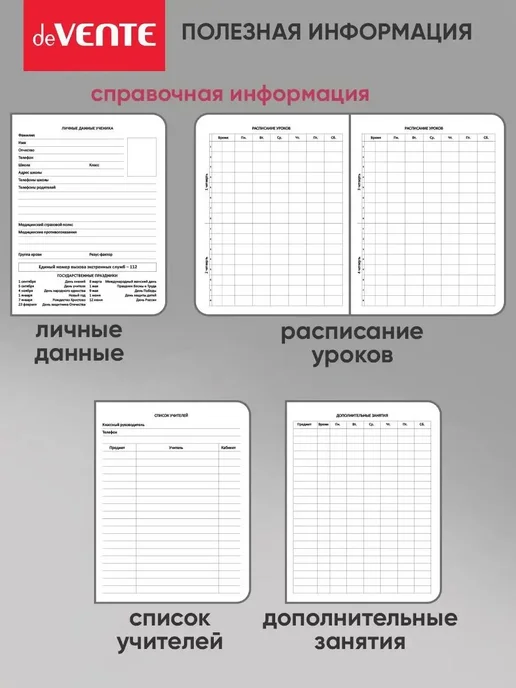 Дневник школьный A5, 48 листов, искусственная кожа, вариант, фото 8