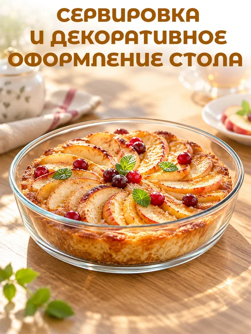 GT Форма для запекания круглая стеклянная 1,5 л 22 см, 1,5 л, фото 7