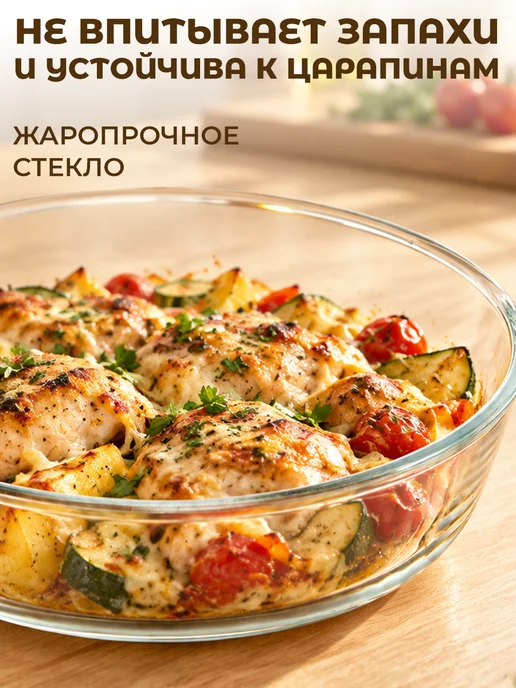 GT Форма для запекания круглая стеклянная 1,5 л 22 см, 1,5 л, фото 8