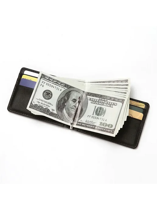 Мужской кошелек с Rfid-защитой, минималистичный металлически, коричневый, фото 3