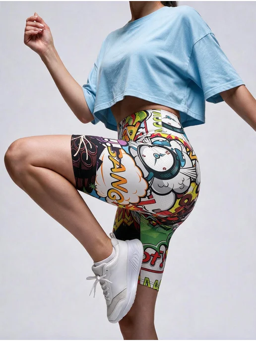 Nade wear Шорты велосипедки спортивные с принтом, черный, фото 2
