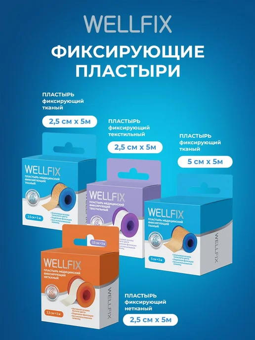 Лейкопластырь рулонный тканевый фиксирующий 5м на 5см, Wellf, 5 м, фото 6