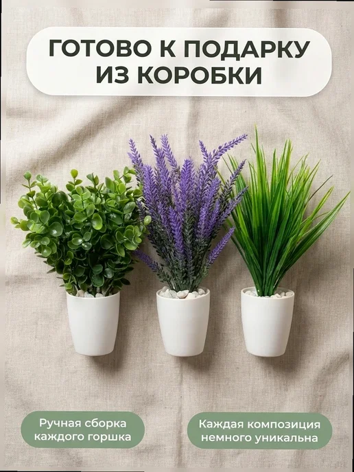The One Rose Декор для детского сада, Осока, лаванда, эвкалипт — набор 3, зеленый, фото 6