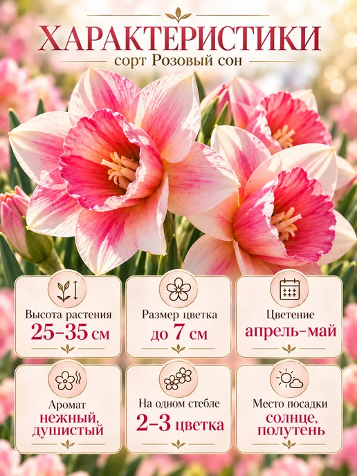 Полярный край Нарциссы луковицы многолетние крупные розовый сон 5, розовый, фото 2