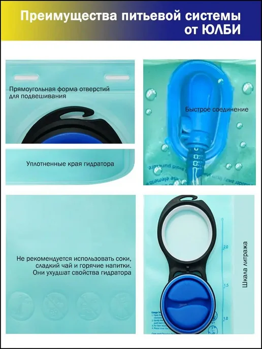 Питьевая система Ulbe, 2 л, бирюзовая, 2 л, фото 2