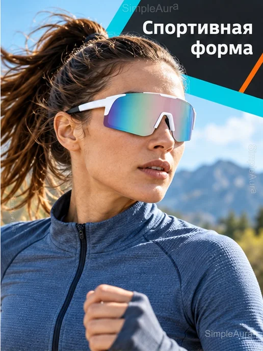Спортивные солнцезащитные очки UV 400, белый, фото 3