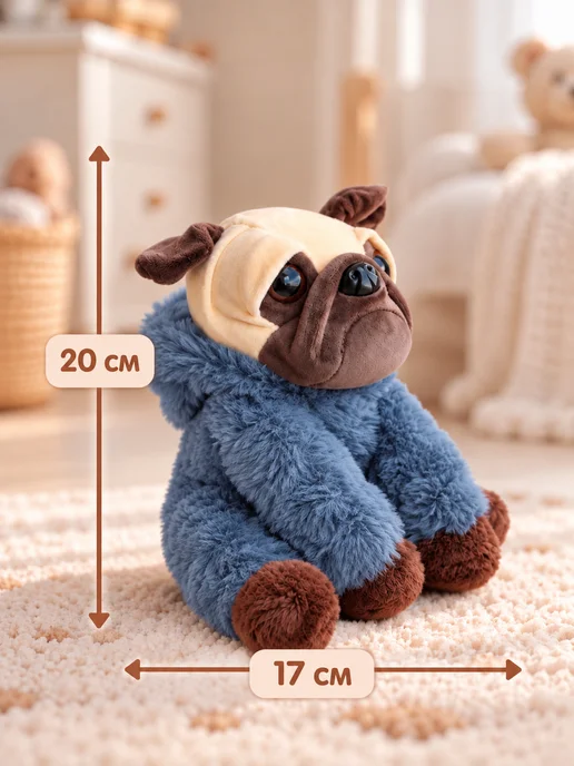 Good Toys Pro Мягкая игрушка Мопс, синий, фото 2