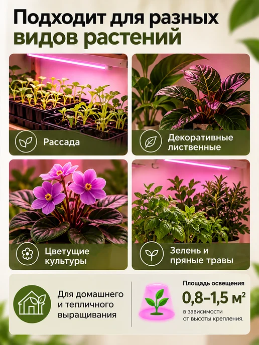 Фитосветильник линейный красно-синий спектор 57 см, синий, фото 6