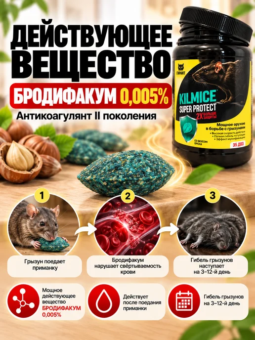 Килмайс Отрава для мышей и крыс мощная мумифицирующая, вариант, фото 3