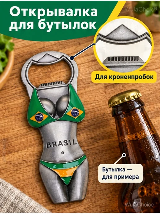 Открывалка для бутылок с магнитами «Бразилия», синий, фото 2