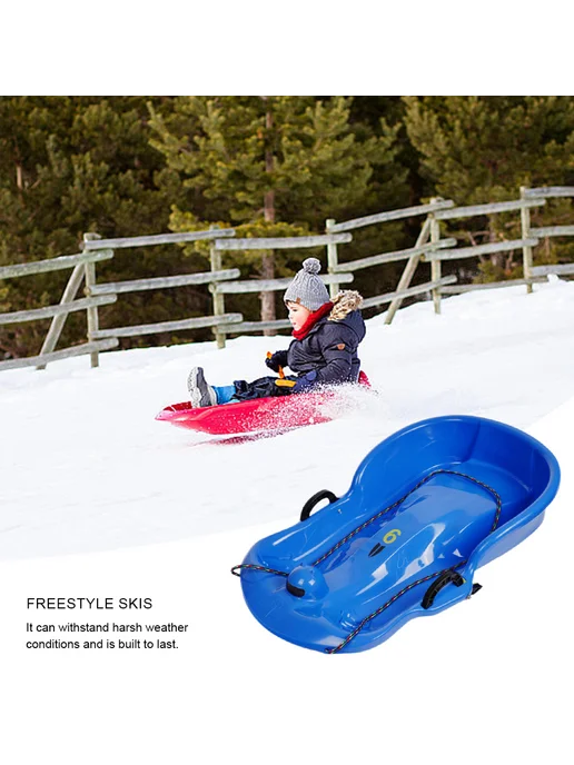Пласт санки Snow Speeder для детей 2 ручки, зима (Blue), синий, фото 2