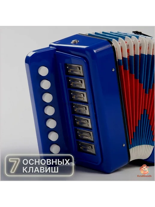 Аккордеон 17 клавиш, синий, синий, фото 2