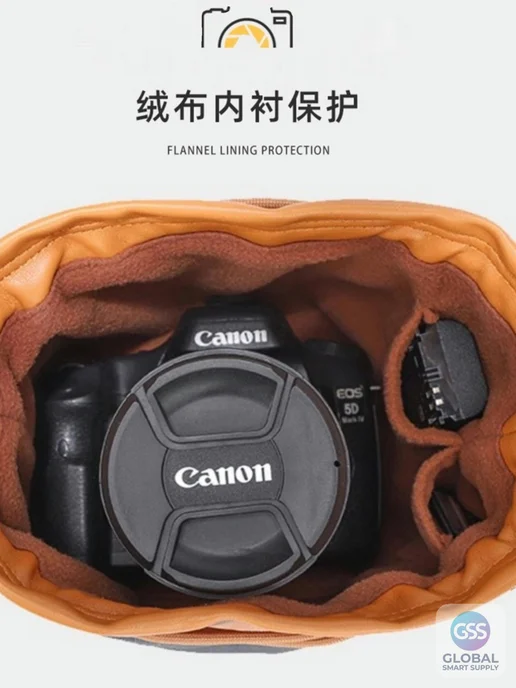 Нет бренда Сумка для фотоаппарата тканевая, средний размер, серая, серый, фото 3