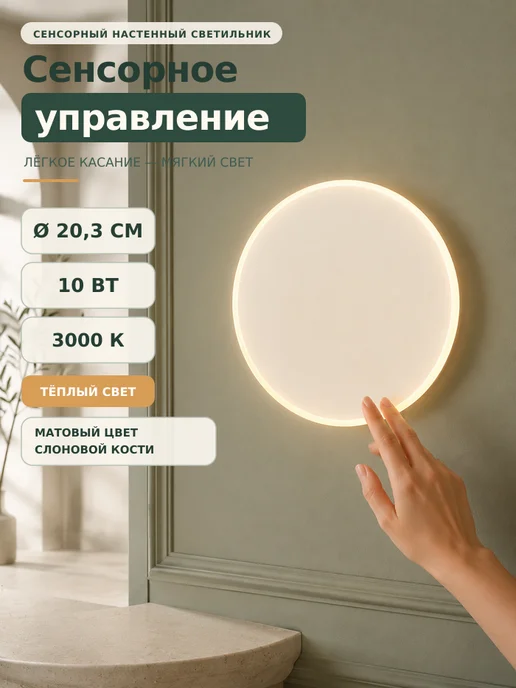 Сенсорный настенный бра круглый, вариант