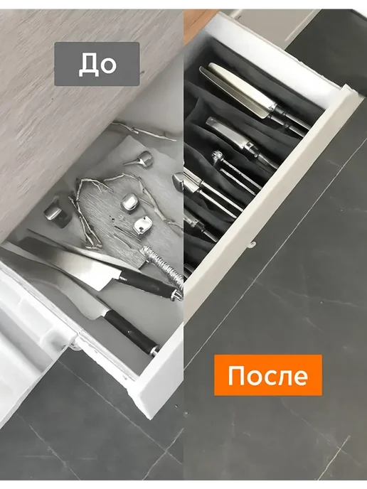 Лоток для столовых приборов раздвижной, белый, фото 3
